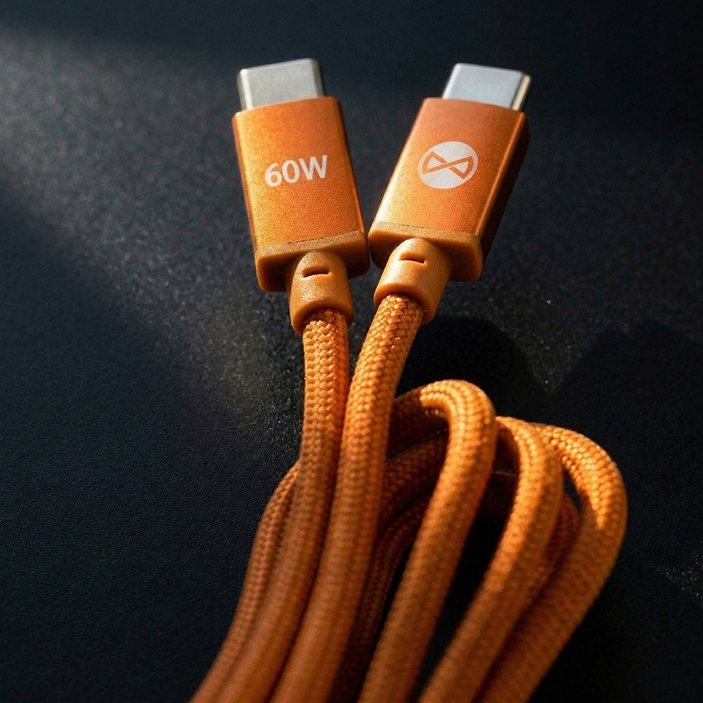 Forever Vibe USB-C-Kabel 1m 60W - Orange / Snabbladdningskabel / USB-C-datakabel