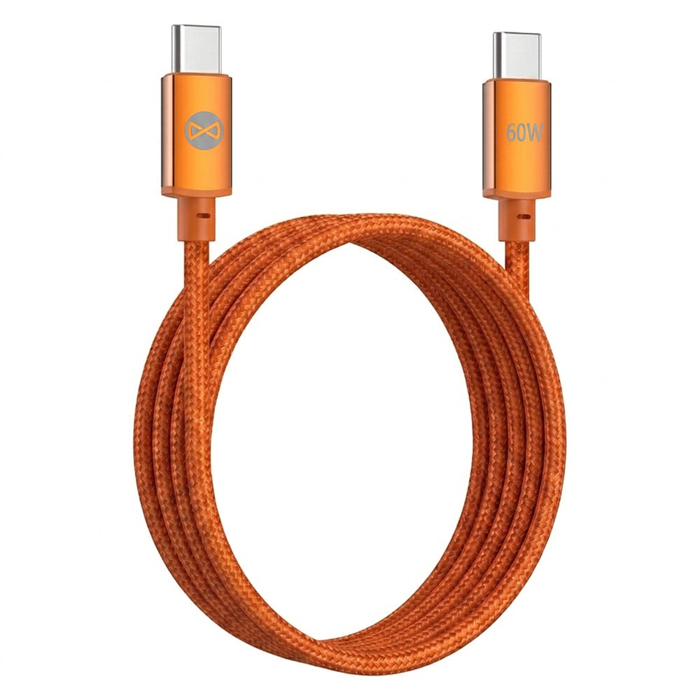 Forever Vibe USB-C-Kabel 1m 60W - Orange / Snabbladdningskabel / USB-C-datakabel