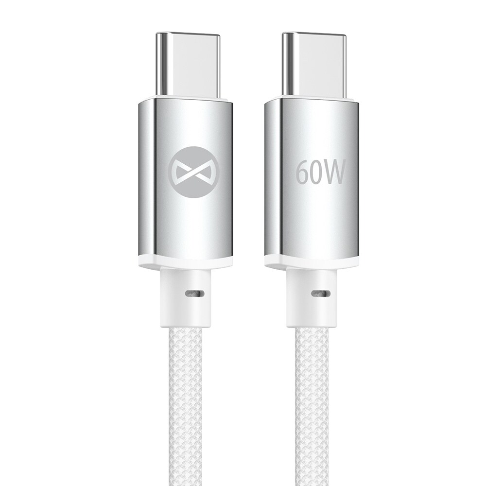Forever Vibe USB-C-Kabel 1m 60W - Silver / Snabbladdningskabel / USB-C-datakabel