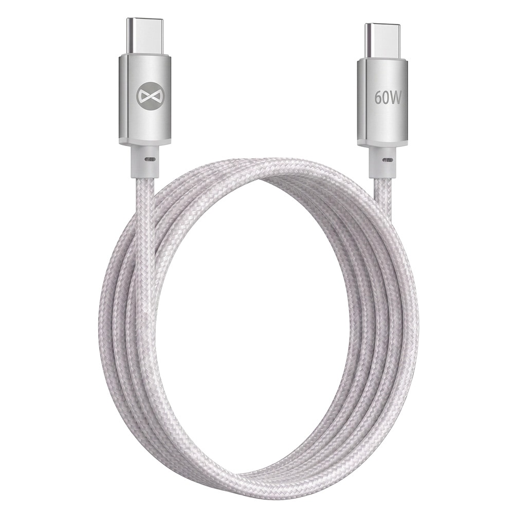 Forever Vibe USB-C-Kabel 1m 60W - Silver / Snabbladdningskabel / USB-C-datakabel