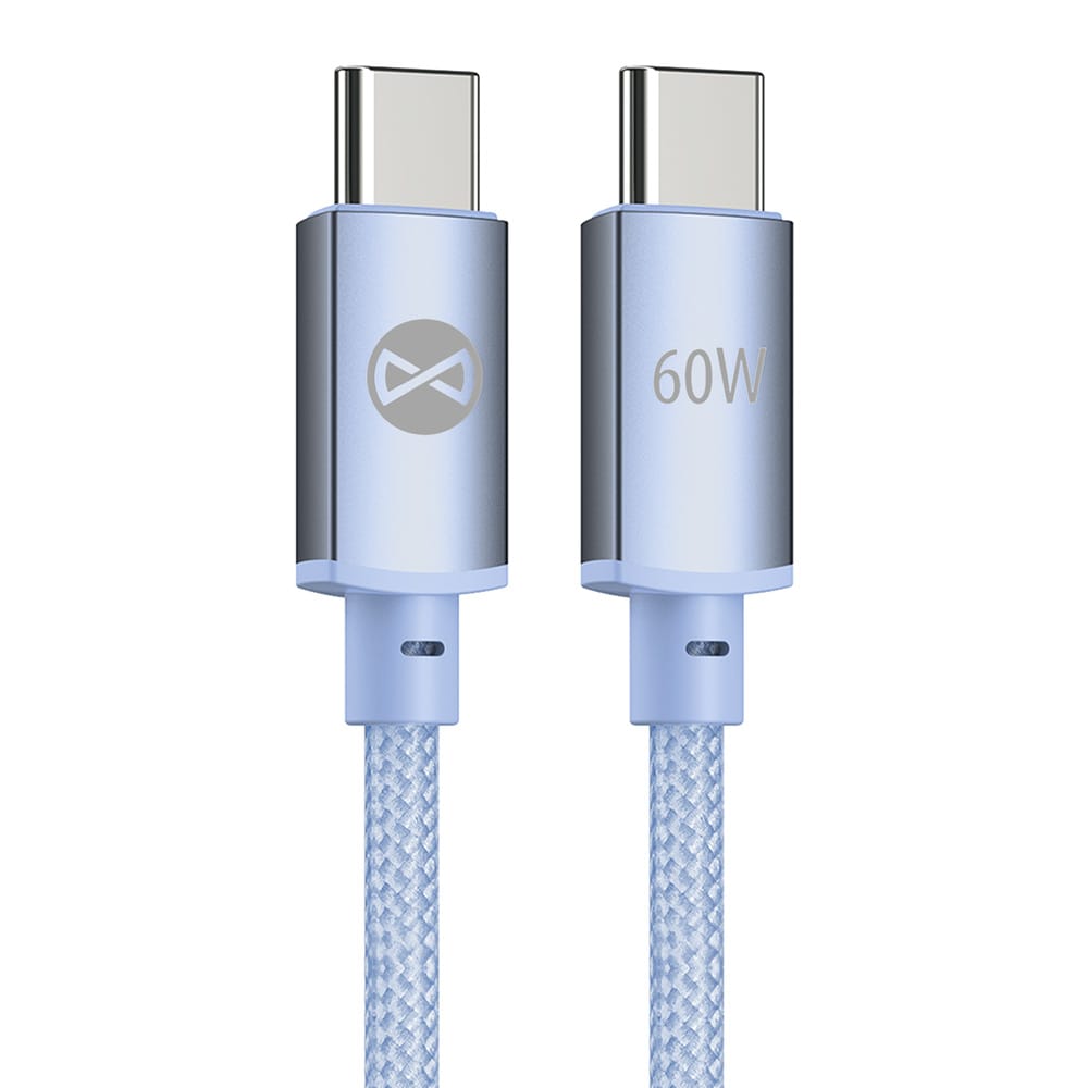 Forever Vibe USB-C-Kabel 1m 60W - Blå / Snabbladdningskabel / USB-C-kabel för dataöverföring