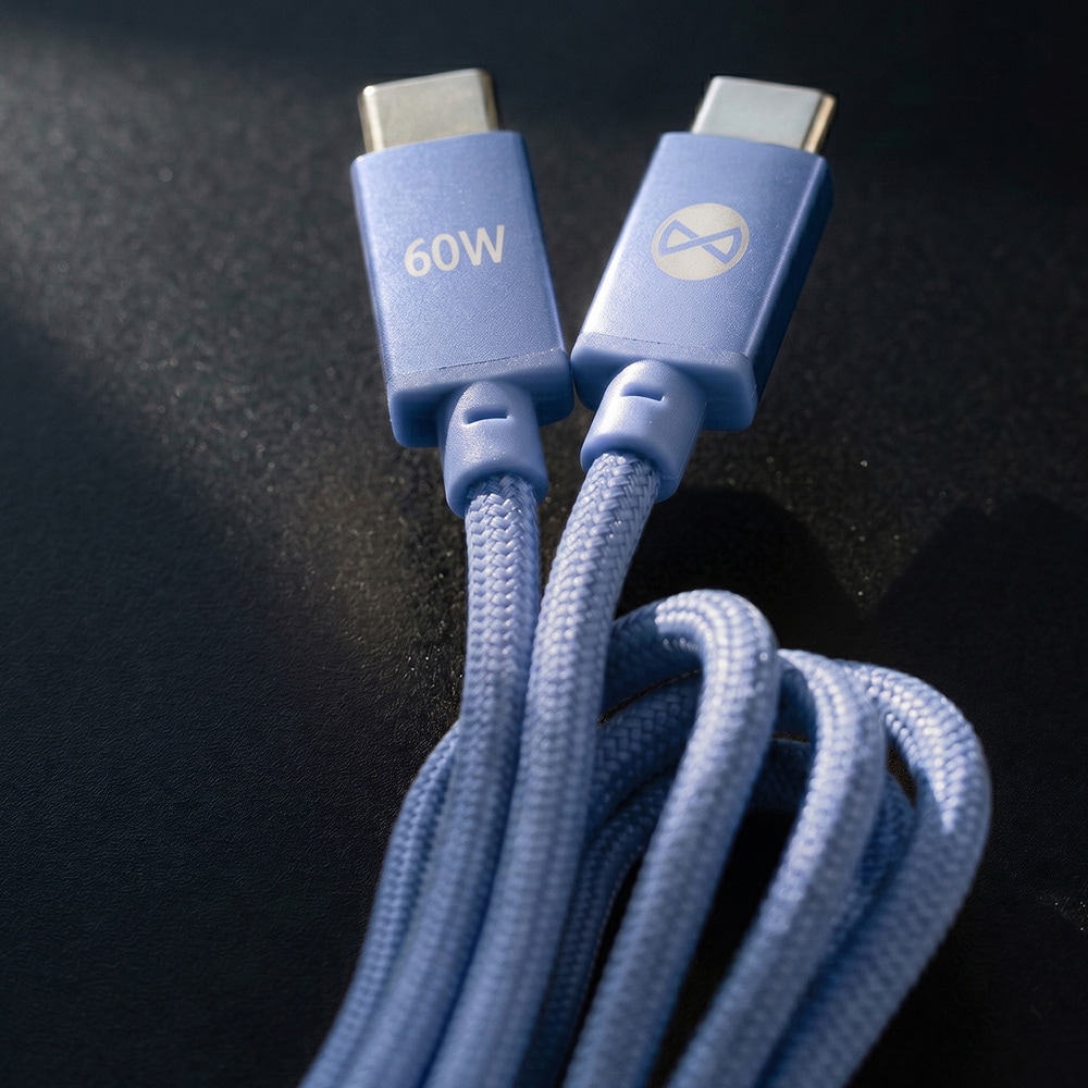 Forever Vibe USB-C-Kabel 1m 60W - Blå / Snabbladdningskabel / USB-C-kabel för dataöverföring