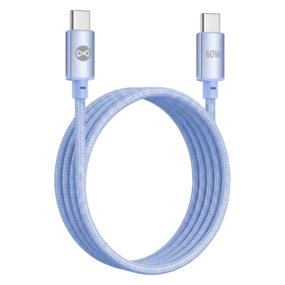 Forever Vibe USB-C-Kabel 1m 60W - Blå / Snabbladdningskabel / USB-C-kabel för dataöverföring
