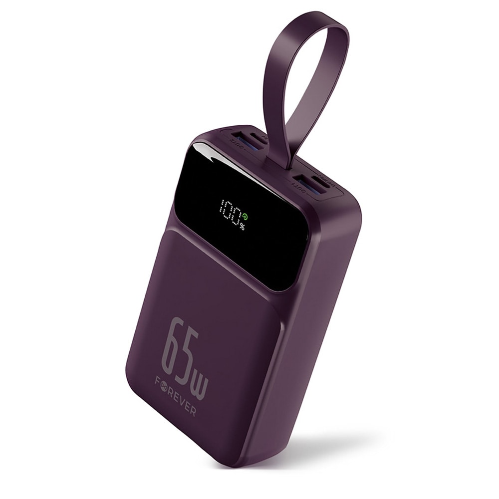 Forever Vibe Powerbank PD QC 65W 20000 mAh - Mörk Körsbär / Laptopladdare / Reservbatteri