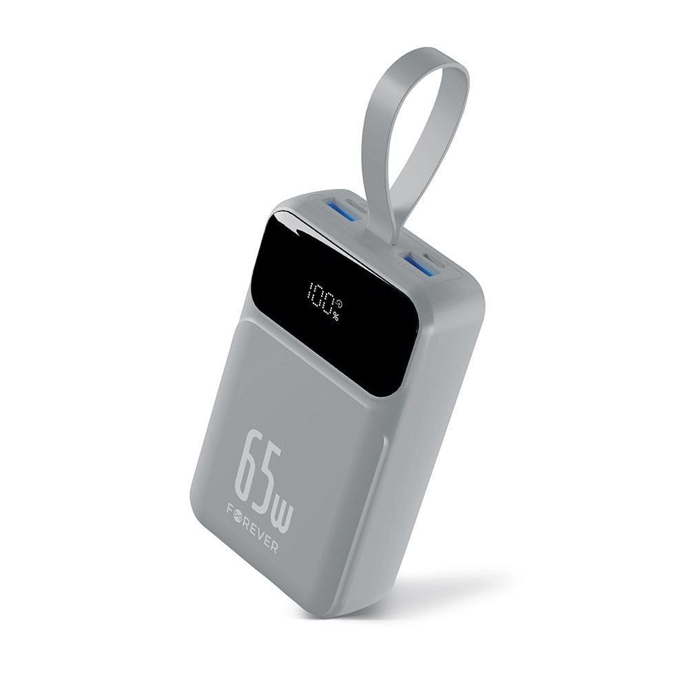Forever Vibe Powerbank PD QC 65W 20000 mAh - - Silver / Laptopladdare / Reservbatteri