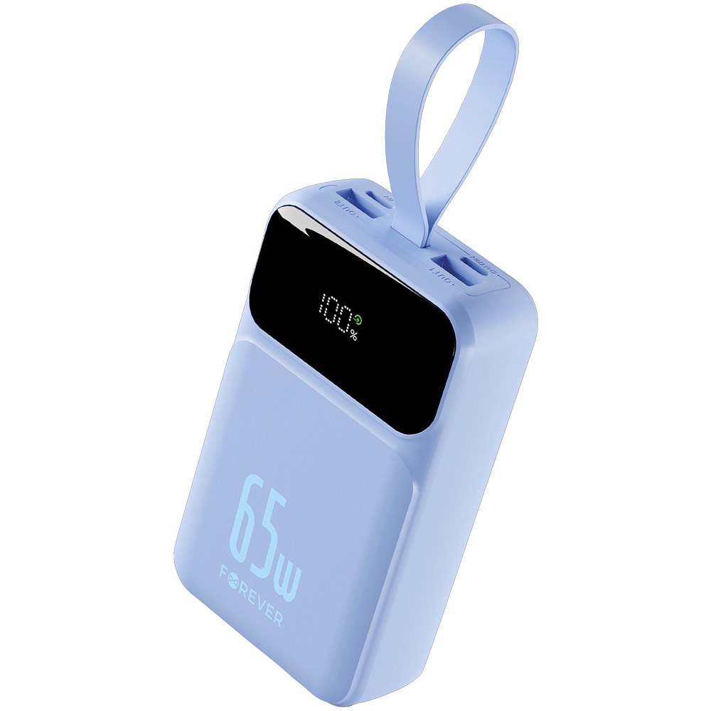 Forever Vibe Powerbank PD QC 65W 20000 mAh - Blå / Laptopladdare / Reservbatteri