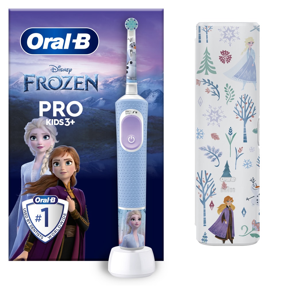 Oral-B Pro Kids Frozen 3+ Resefodral / Eltandborste för barn / Laddningsbar eltandborste
