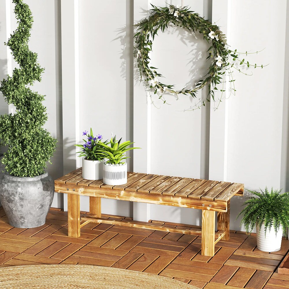 Trädgårdsbänk i trä 110x38x35cm / Utomhusbänk i massivt granträ / Sittbänk för två personer