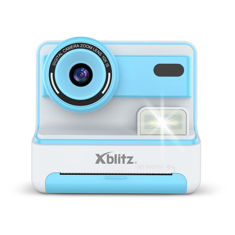 Xblitz Flash kamera med termoskrivare - Blå / Barnkamera med utskrift / Selfiekamera