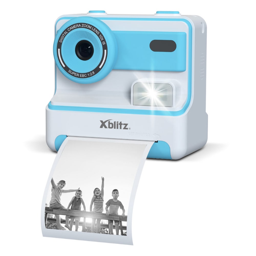Xblitz Flash kamera med termoskrivare - Blå / Barnkamera med utskrift / Selfiekamera
