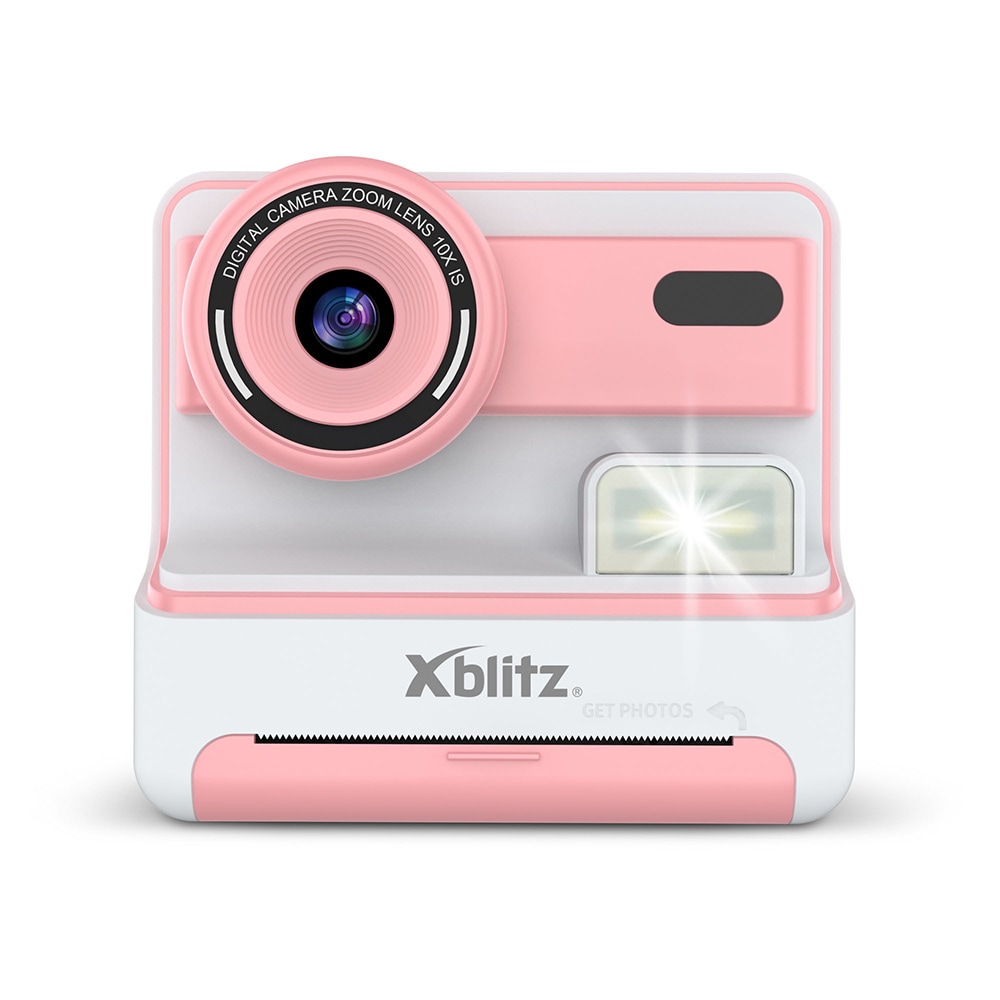 Xblitz Flash kamera med termoskrivare - Rosa / Barnkamera med utskrift / Selfiekamera