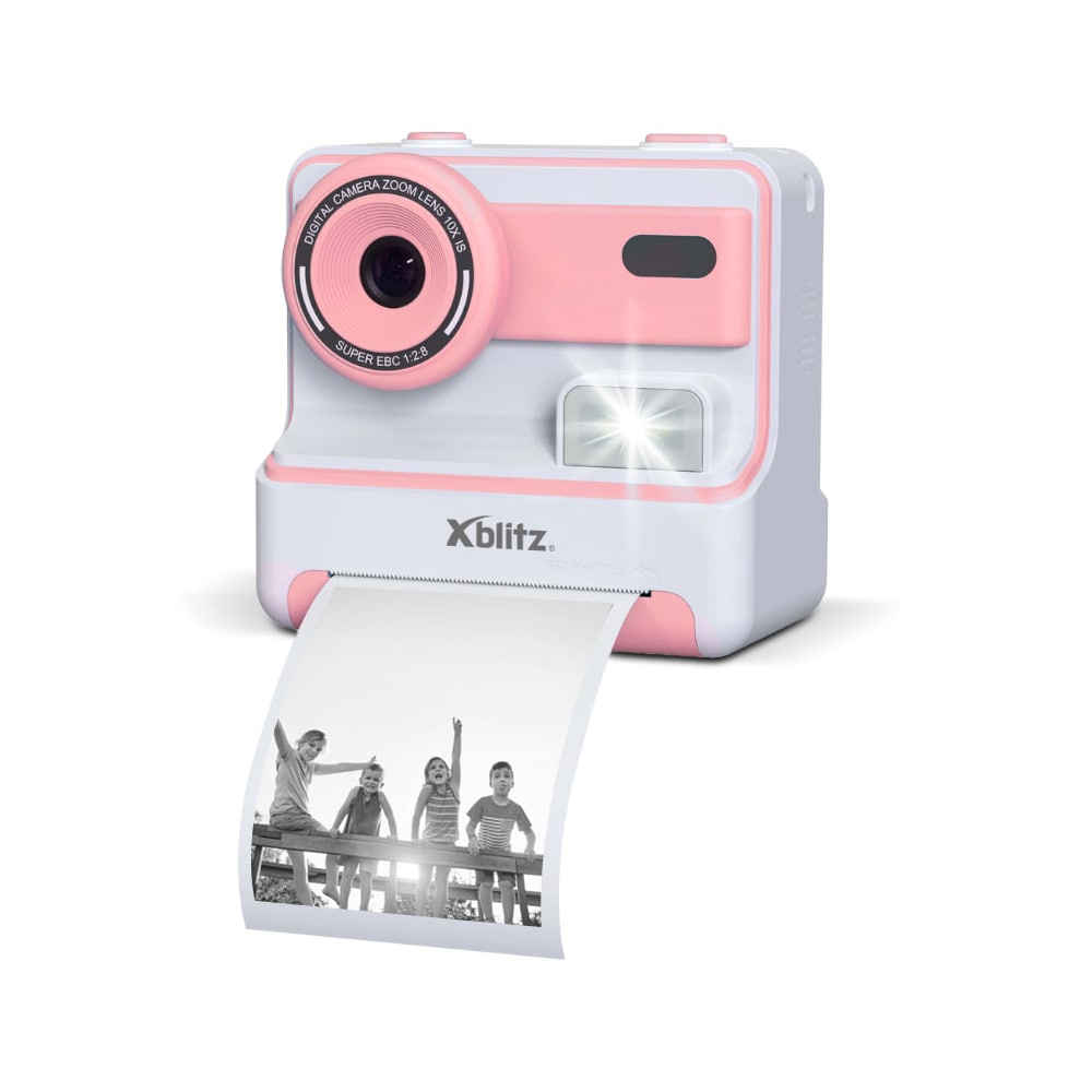 Xblitz Flash kamera med termoskrivare - Rosa / Barnkamera med utskrift / Selfiekamera