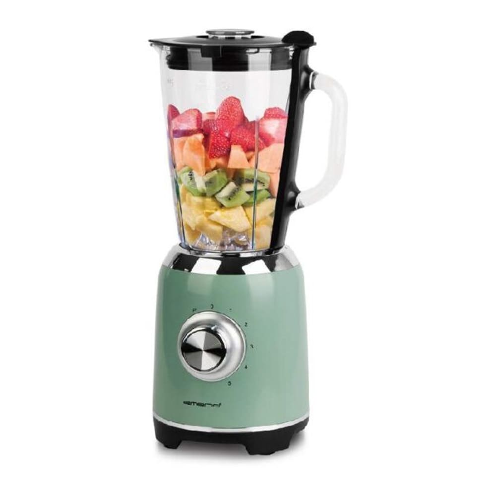 Emerio Retro Blender 600W - Grön / Smoothiemixer med glaskanna / Köksblender med pulsfunktion