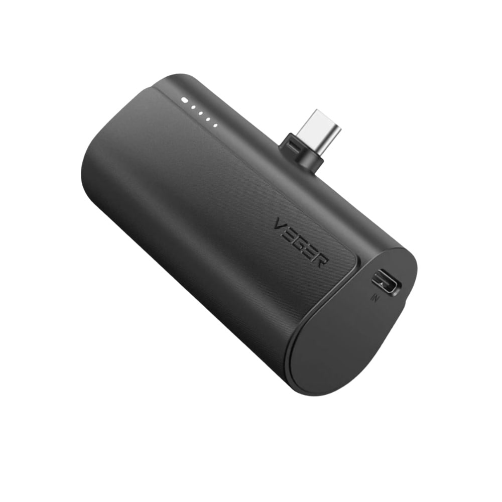 Veger PLUG ON W0556/V0556 Powerbank PD 3A 20W 5000mAh USB-C - Svart / Minipowerbank med kontakt
