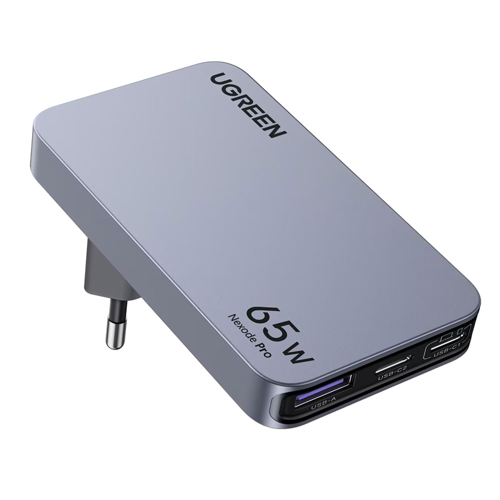 Ugreen X753 Nexode Pro 65W Väggladdare 3A 1xUSB, 2xUSB-C / USB-C-laddare / 3-portarsladdare