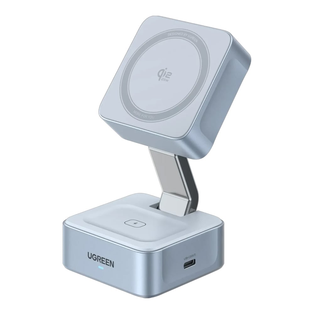 Ugreen W752 2i1 Trådlöst laddställ 35W 3A 1xUSB-C - Blå / Qi2-laddstation / MagSafe-ställ