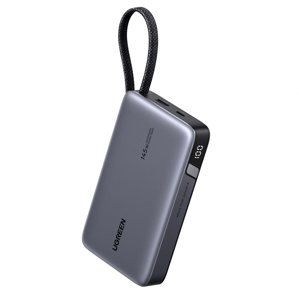 Ugreen Powerbank PB551 20000mAh 145W QC + PD - Grå / Laptop-powerbank / Batteribank med kabel