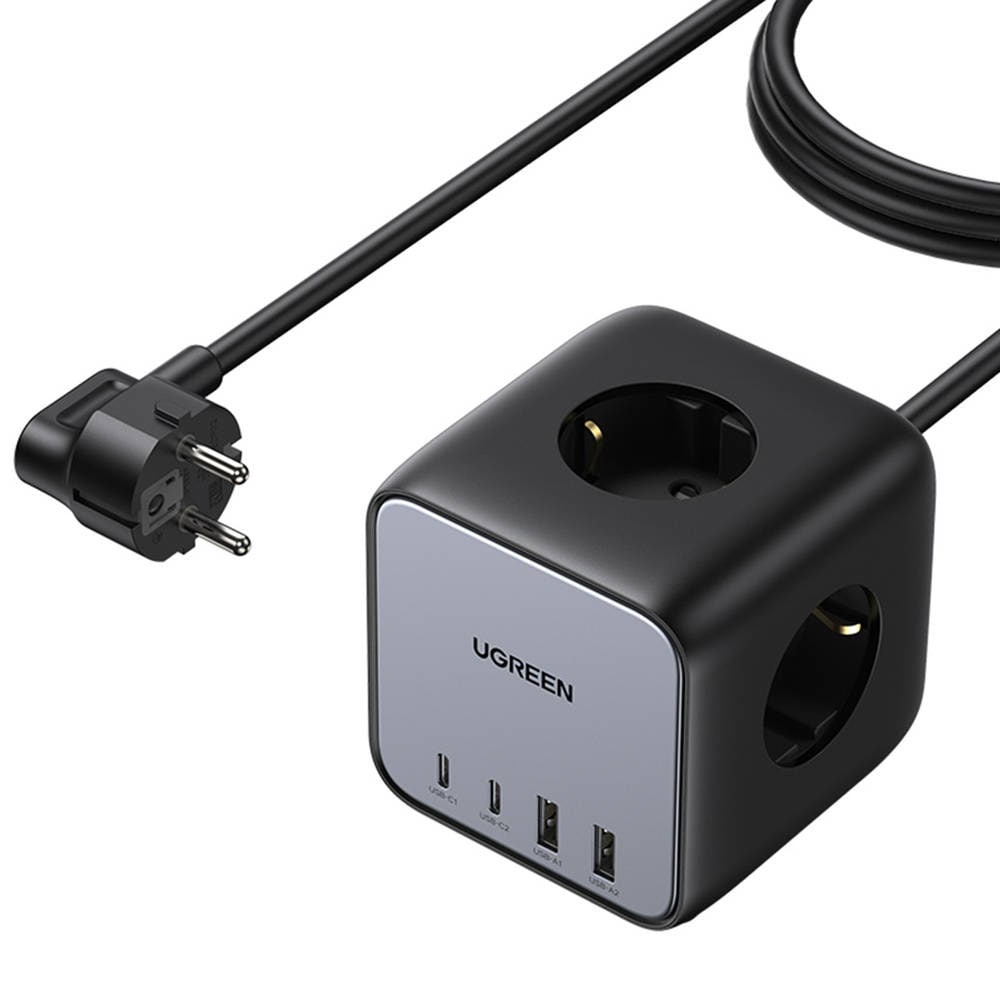 Ugreen CD268 Power Strip Nexode DigiNest Cube 3x Schuko, 2xUSB, 2xUSB-C / USB-grenuttag