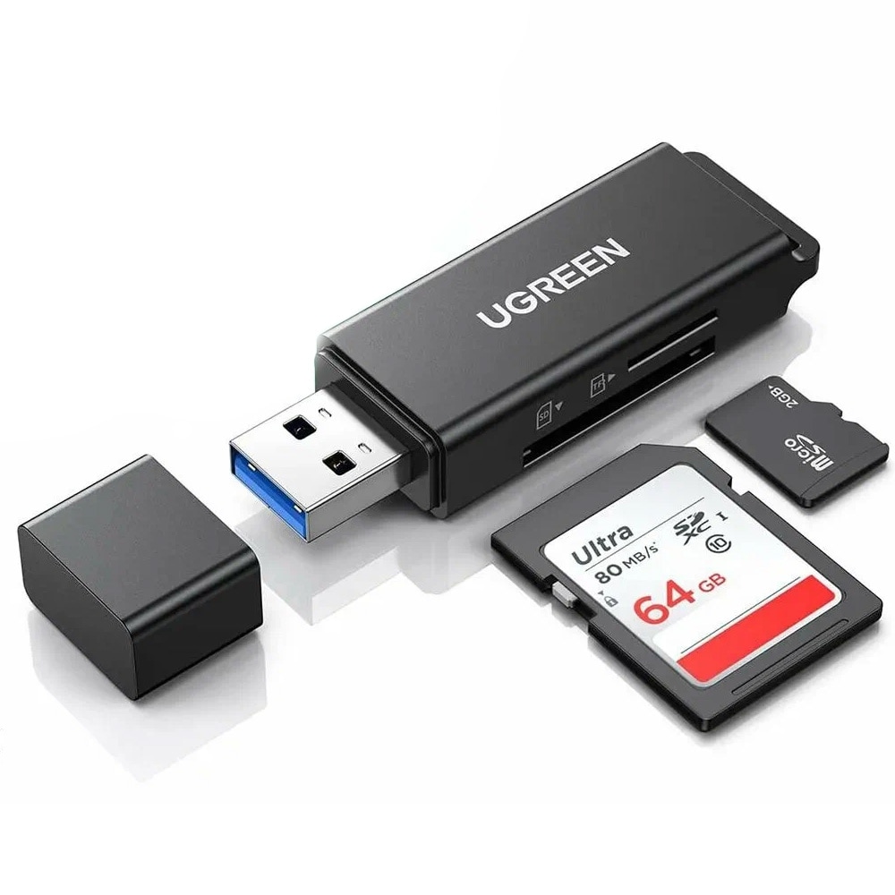 Ugreen CM104 USB 3,0 Kortläsare SD, microSD / USB-A minneskortsläsare / SD-kortadapter