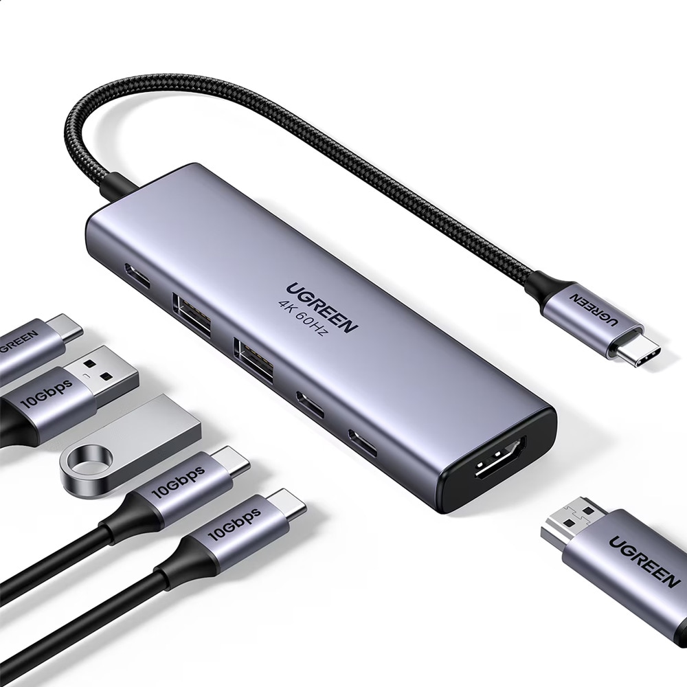 Ugreen CM511 USB-C Hub 2xUSB 3,2 3xUSB-C 1xHDMI / USB-C-multiadapter / 4K HDMI-docka