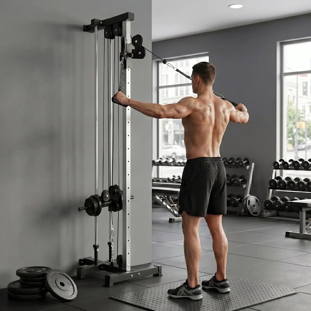 Sportnow Justerbart multigym 25-165cm / Kabelmaskin med dubbla drag / Dragstation för hemmagym