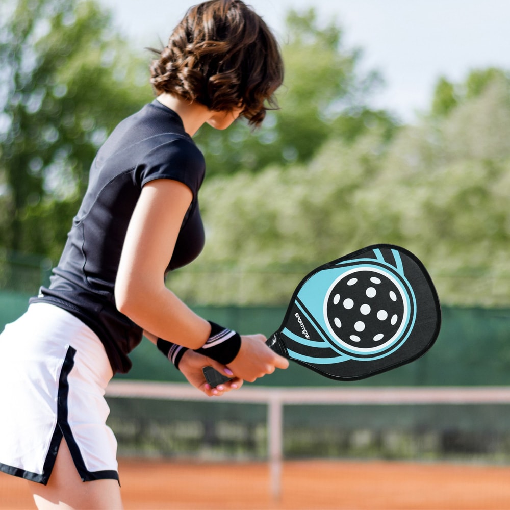 Sportnow Pickleball-set med 4 racketar och 4 bollar / Poppelträracketar / Racketset med bärväska