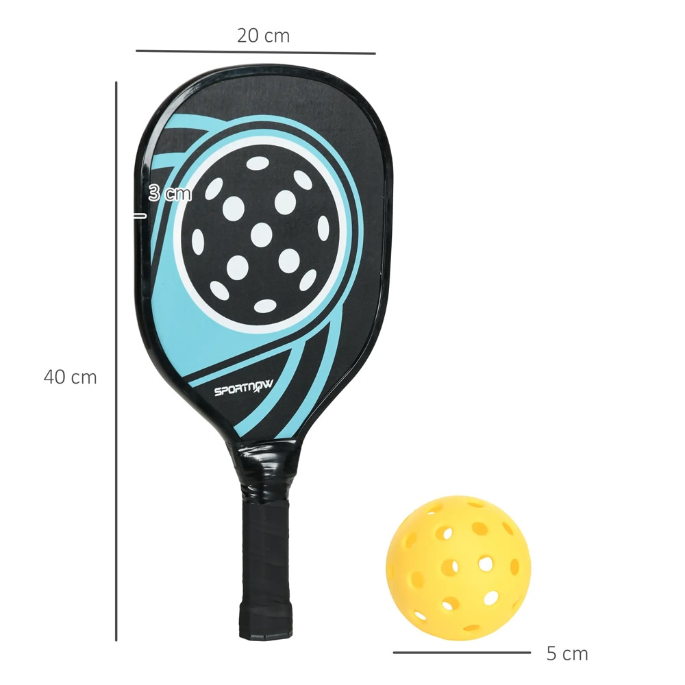 Sportnow Pickleball-set med 4 racketar och 4 bollar / Poppelträracketar / Racketset med bärväska