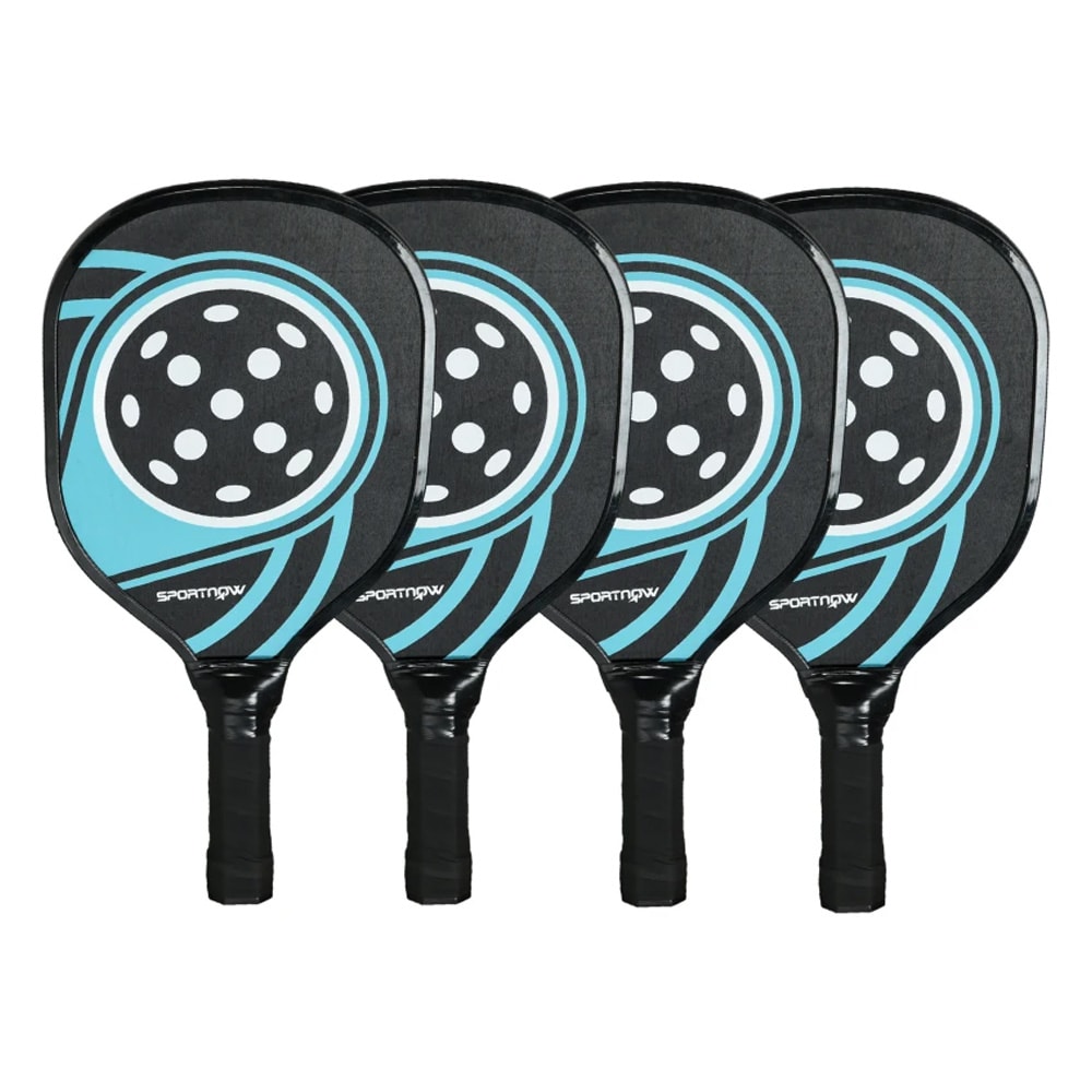 Sportnow Pickleball-set med 4 racketar och 4 bollar / Poppelträracketar / Racketset med bärväska