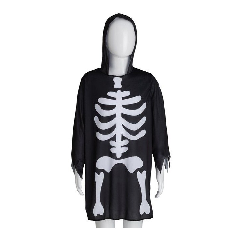 Skelettskjorta med huva 4-8år / Halloweentröja för barn / Skelettdräkt