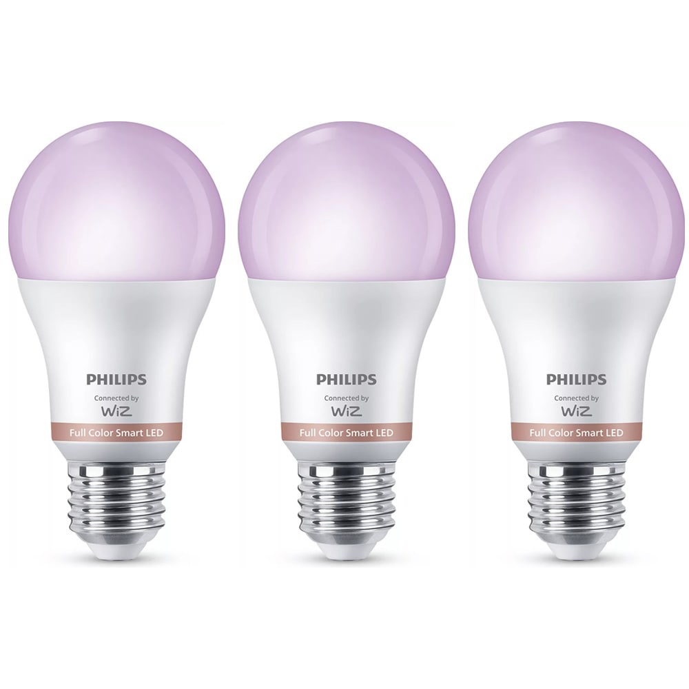 Philips RGB Smart Lampa E27 A60 8,8W 3-pack / WiFi LED-lampa / RGB smartlampa 806 lm