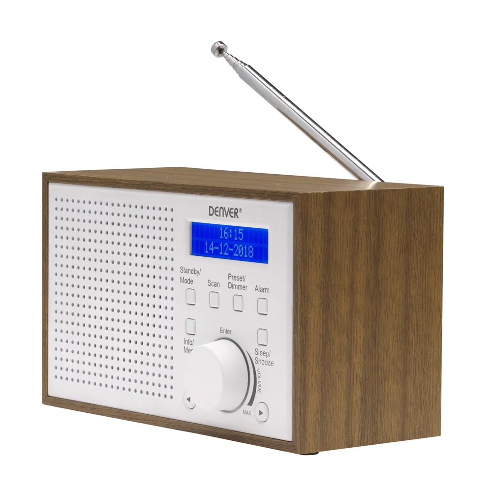 Denver DAB-46DW DAB/FM-Radio / Portabel DAB-radio / Klockradio med alarm