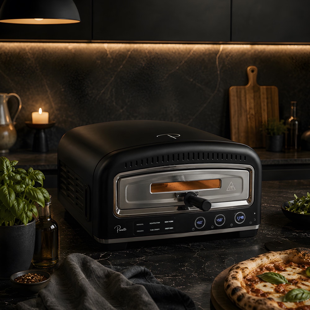 Panetti Pizzetta Pro Elektrisk Pizzaugn / Pizzaugn med roterande sten / Infraröd pizzaugn