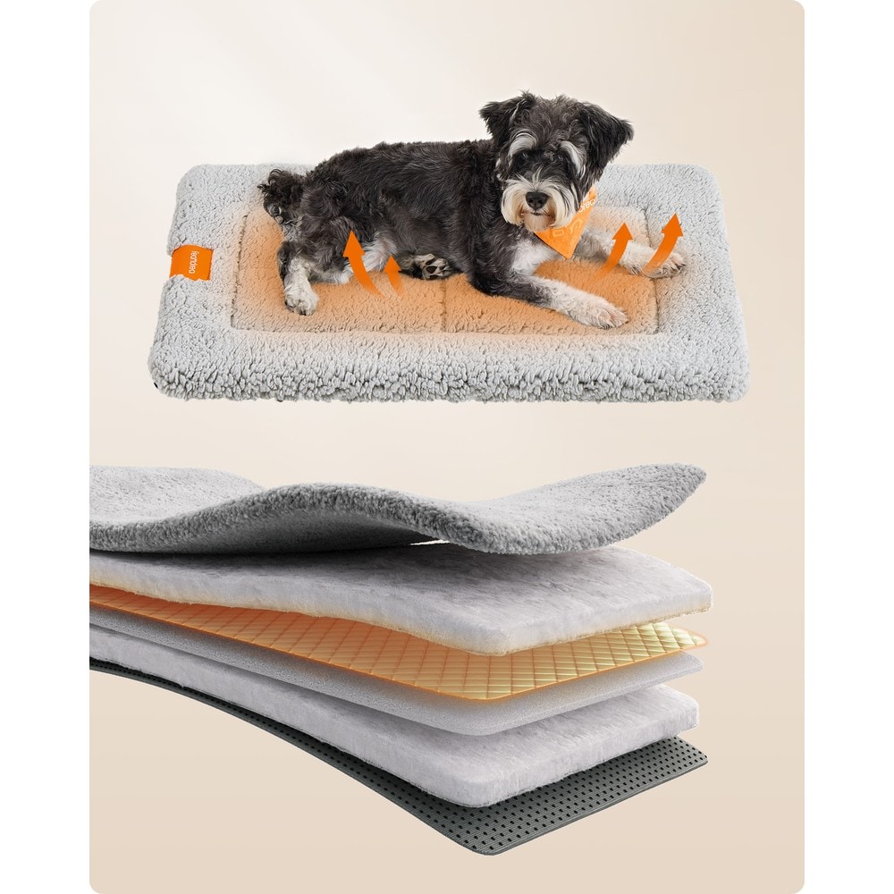 Självvärmande filt för hund och katt 75x50 cm - Ljusgrå / Värmefilt för husdjur / Hundmatta