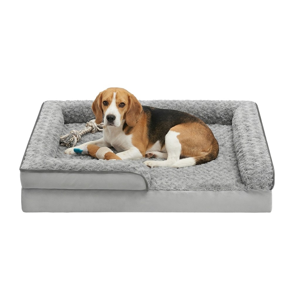 Ortopedisk hundbädd för stor hund 106x76 cm - Grå