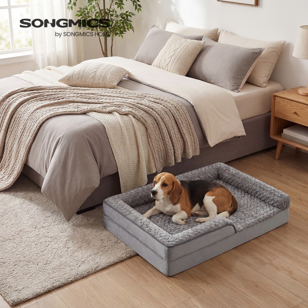 Ortopedisk hundbädd för stor hund 106x76 cm - Grå