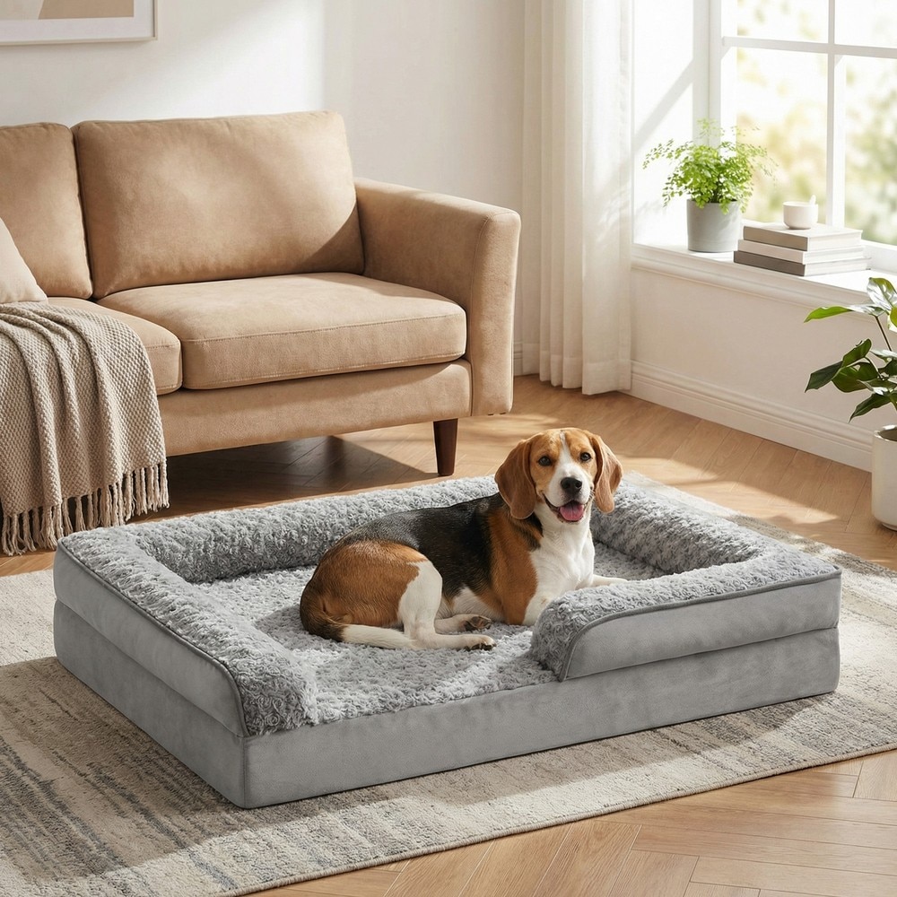 Ortopedisk hundbädd för stor hund 106x76 cm - Grå