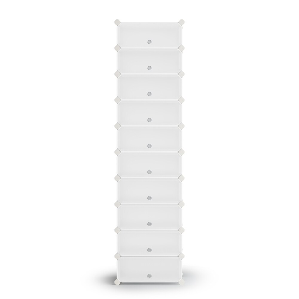 Modulärt skoställ med 10 fack 173 cm - Vit