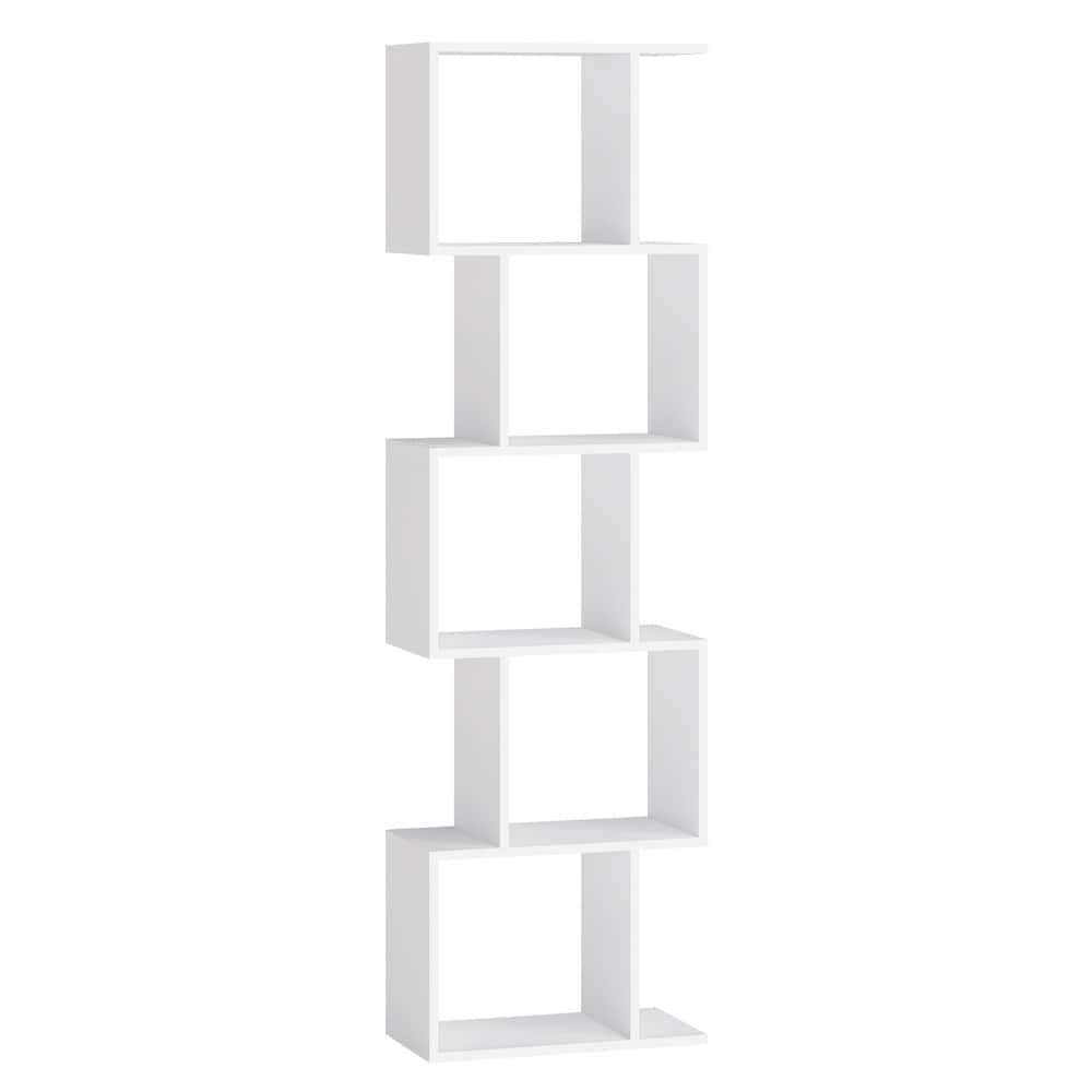 S-formad bokhylla med 5 hyllplan 40x160 cm - Vit