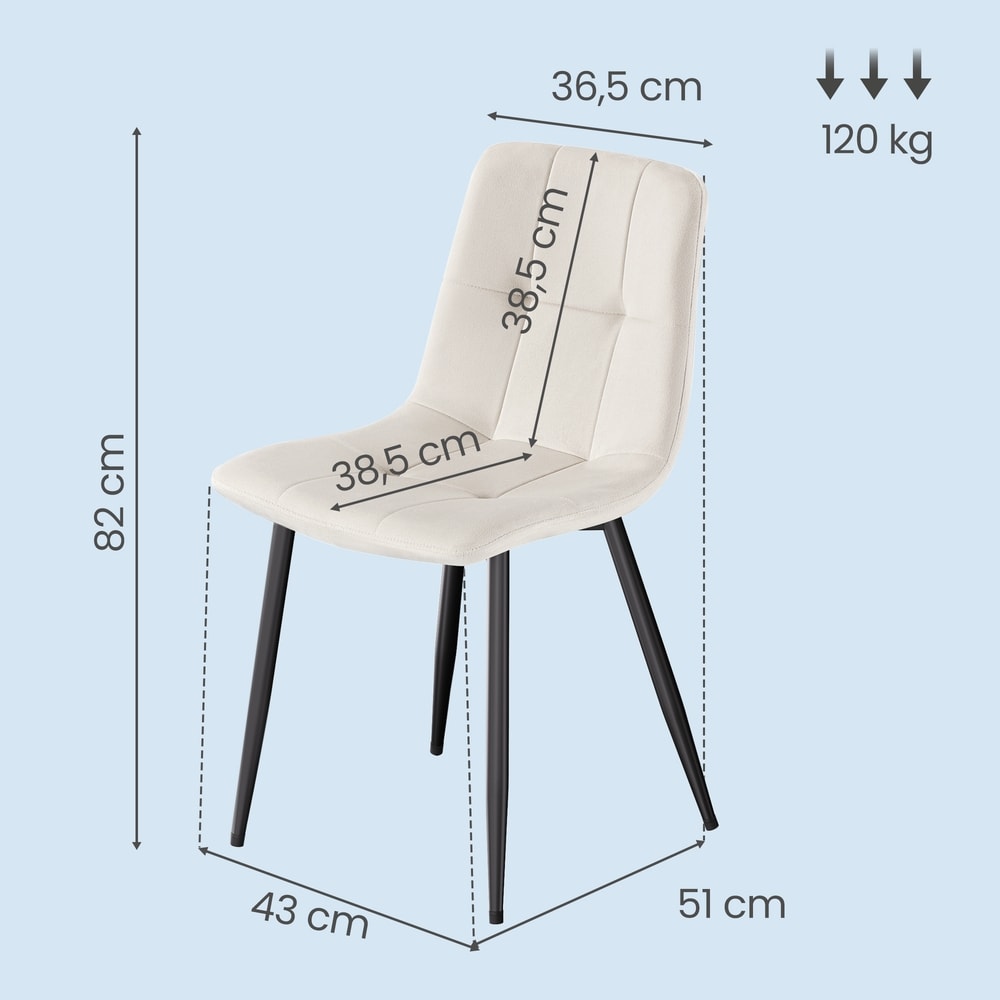 Stoppade matstolar i sammet med metallben 4-pack - Beige