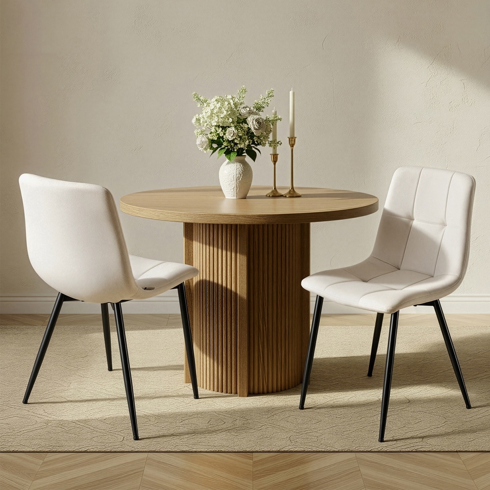 Stoppade matstolar i sammet med metallben 4-pack - Beige