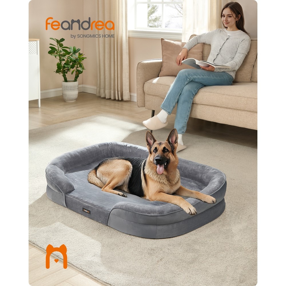 Koiranpeti XXL 122x85x20 cm, vaaleanharmaa, ortopedinen vaahtomuovi, pestävä päällinen – PGW284G01