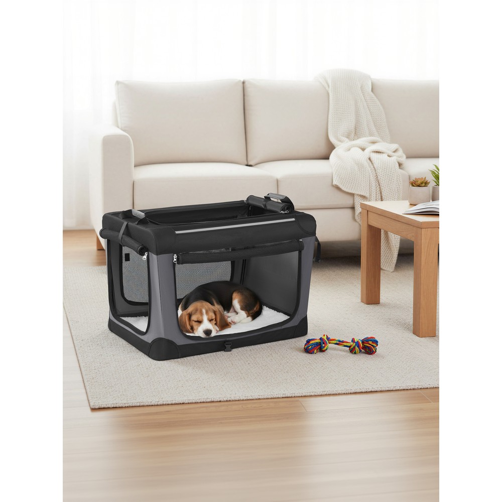 Kokoontaitettava koiranhäkki L 76,2x53,4x53,4 cm, 4 verkko-ovea, musta – PDC017B01