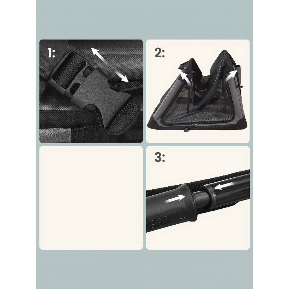 Kokoontaitettava koiranhäkki L 76,2x53,4x53,4 cm, 4 verkko-ovea, musta – PDC017B01