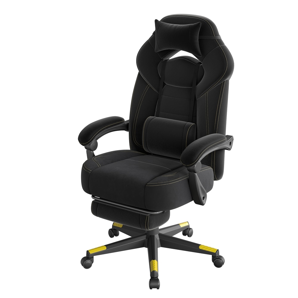 Ergonomisk gamingstol med fotstöd, 150 kg - Svart