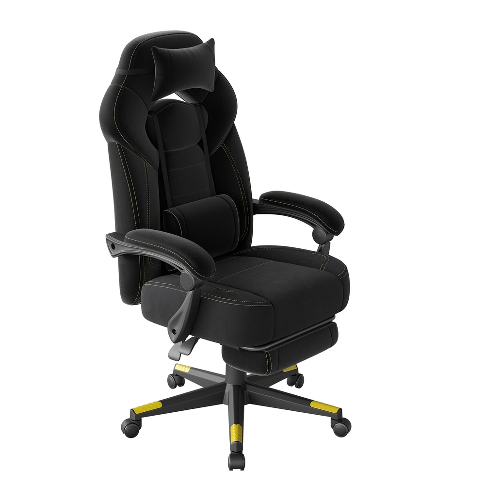 Ergonomisk gamingstol med fotstöd, 150 kg - Svart