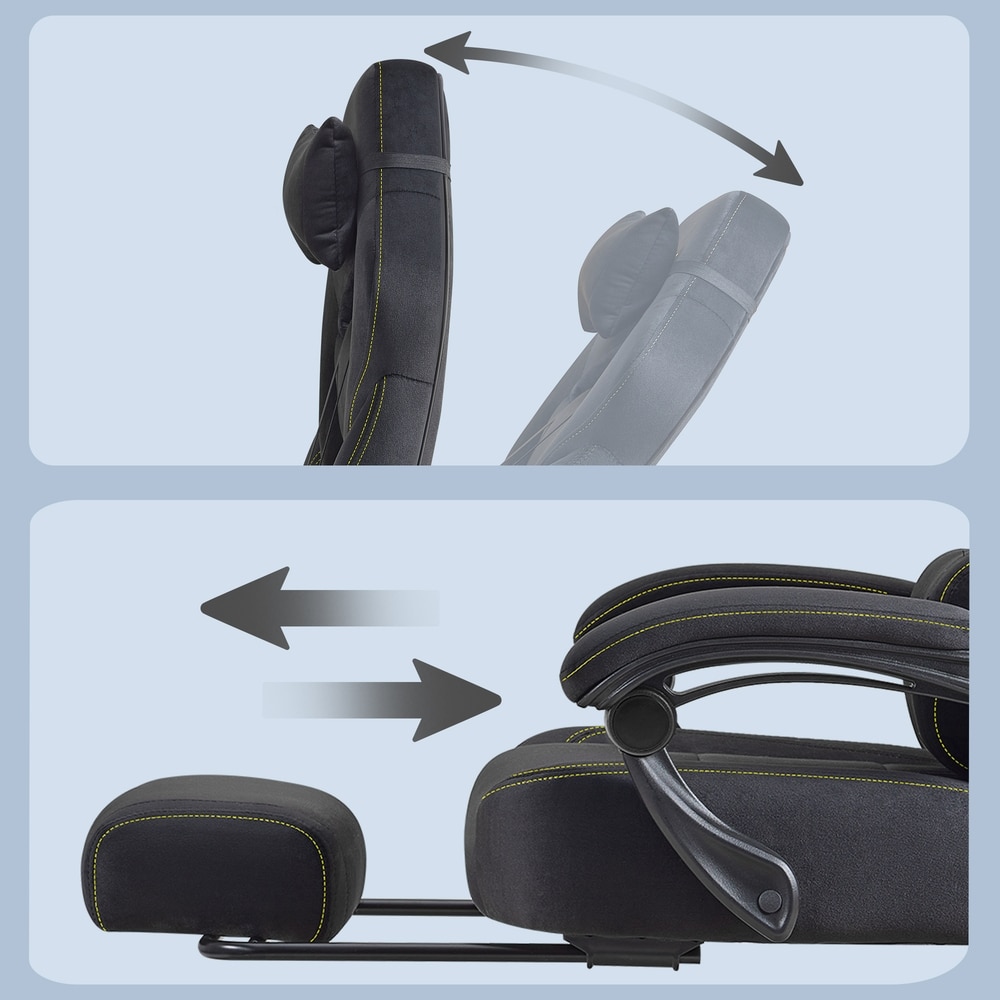Ergonomisk gamingstol med fotstöd, 150 kg - Svart