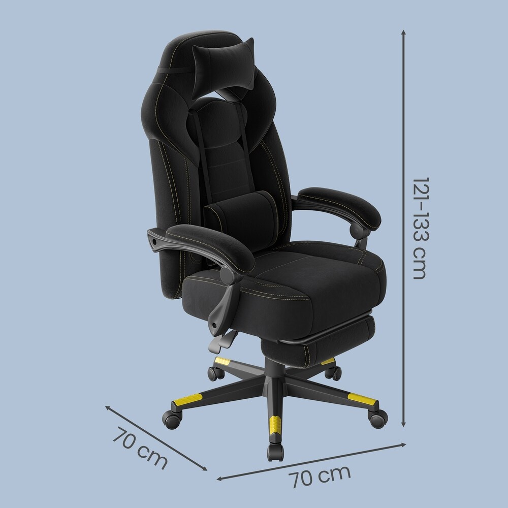 Ergonomisk gamingstol med fotstöd, 150 kg - Svart