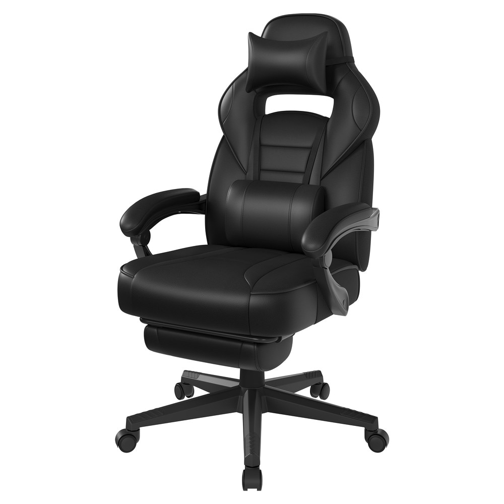 Ergonomisk gamingstol med fotstöd - Svart