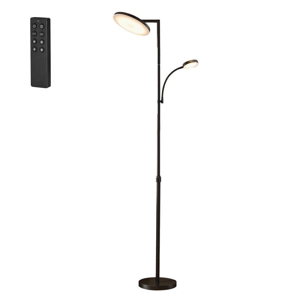 Justerbar golvlampa LED 176 cm - Svart