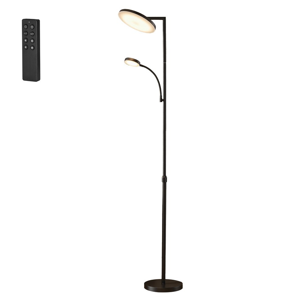 Justerbar golvlampa LED 176 cm - Svart